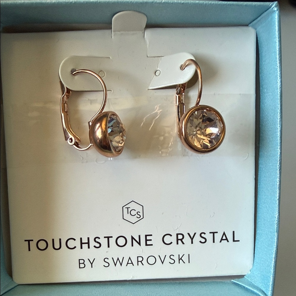 Touchstone Crystal Bliss Rose Gold Crystal Drop Earrings